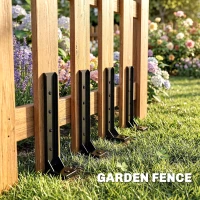 Outsunny 4 Pack Fence Post Repair Kit, 32" Steel Fence Post Support with Drill for Wooden Fences, Broken Gate, Posts(m-7)