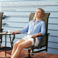 Outsunny Patio Swivel Chair Set of 2, Swivel Rocker Outdoor Chairs with High Back, for Lawn Garden Backyard Deck, Brown(m-5)