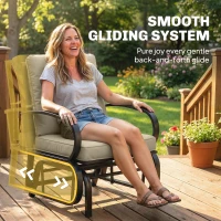 Outsunny Patio Glider, Outdoor Glider Chair with Cushions, Steel Frame, Curved Armrests, Beige(m-4)