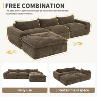 Modular Sectional Sofa with High-Density Foam and Pocket Springs, Oversized Compressed Sofa for Living Room, 116" L x 72" W x 28" H, Brown(m-5)