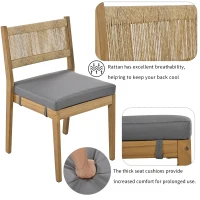 Outdoor Dining Set with HDPE Chair Backs and Foam Cushions, Multi-Person Patio Set for Balcony and Garden, 63'' L x 31.5'' W x 32.5'' H, Gray(m-7)