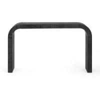 Vintage Farmhouse Console Table with Curved Edge and Distressed Wood Grain, Sturdy Sofa Table for Entryway, 52" L x 12" W x 31" H, Black(m-9)