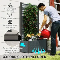 Outsunny Wicker Outdoor Planter with Trellis, 58" Standing Garden Bed with Liner, Drainage Holes for Climbing Plants, Dark Grey(m-6)