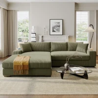 Large Corner Sectional Sofa with Extra-Thick Cushions, Comfortable Upholstered Couch for Living Room, 111.5" L x 59" W x 32" H, Green(m-8)