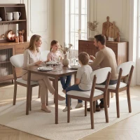 HOMCOM 5-Piece Dining Table Set for 4, Mid-Century Modern Kitchen Table and Chairs, Cream White(m-9)