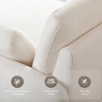 Modern Single Chenille Sofa with Extra-Wide 42.5-Inch Seat, Comfortable Armchair for Bedroom and Living Room, 50" L x 43" W x 34" H, White(m-7)