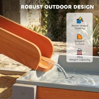 Qaba Wooden Sandbox, Kids Sand and Water Table with Waterway Track and Dual Boxes, Sensory Table for Outdoor, Grey(m-6)