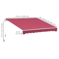 Outsunny 10' x 8' Manual Retractable Awning, Sun Shade Shelter Canopy, with Aluminum Frame and UV Protection for Patio Deck Yard Window Door, Wine Red(m-3)