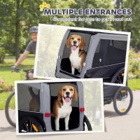 PawHut Dog Bike Trailer, Pet Cart Bicycle Carrier with Support Feet, Large Wheels, 2 Doors(m-9)