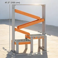 Qaba Wooden Sandbox, Kids Sand and Water Table with Waterway Track and Dual Boxes, Sensory Table for Outdoor, Grey(m-3)
