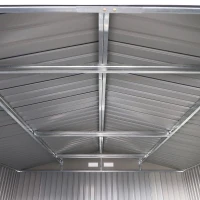 11' x 13' Garden Storage Shed Metal Tool Storage House, with Double Sliding Doors, Foundation Kits Included, Brown(m-10)