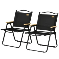 Outsunny Set of 2 Camping Chair, Lightweight Folding Chair, Portable Armchairs, Excellent for Festivals, Fishing, Black(m-2)