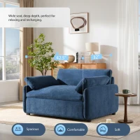 Modern Single Chenille Sofa with Extra-Wide 42.5-Inch Seat, Comfortable Armchair for Bedroom and Living Room, 50" L x 43" W x 34" H, Blue(m-4)