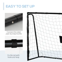 Soozier 6ft x 4ft Soccer Goal Net with Metal Frame, PE Mesh, Ground Stakes, Easy Assembly, Black(m-4)