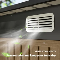 Outsunny 8 x 4FT Galvanized Garden Storage Shed, Metal Outdoor Shed with Double Doors and 2 Vents, Teak(m-7)