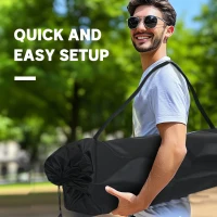 Outsunny Portable Camp Chair, Double Camping Chair with Cup Holders and Carry Bag, Support 551 lbs, Black(m-6)