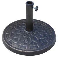 Outsunny 26 lbs Resin Round Umbrella Base Stand Market Parasol Base for Φ1.5", Φ1.89" Pole, for Backyard, Garden, Bronze(m-2)