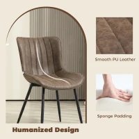 HOMCOM Dining Chairs Set of 4, PU Leather Upholstered Kitchen Chairs with Backrest and Steel Legs for Dining Room, Brown(m-5)