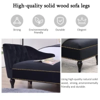 Elegant Chaise Lounge with Button-Tufted Design and Nailhead Trim, Right-Arm Facing Chaise for Living Room, 58" L x 26.5" W x 28.5" H, Black(m-7)