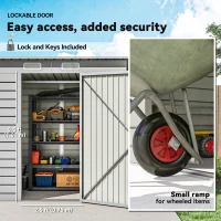 Outsunny 6 x 4FT Galvanized Garden Storage Shed, Metal Outdoor Shed with Double Doors and 2 Vents, Light Grey(m-6)