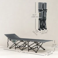 Outsunny 26.8" Wide Folding Bed, Camping Cot for Adults with Cushion, Carry Bag, Max Load 330 LBS, Black(m-3)