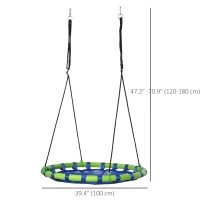 Outsunny 40 Inch Saucer Tree Swing Set for Kids with Adjustable Hanging Ropes, Steel Frame for Kids, 330lbs Capacity, Blue(m-3)