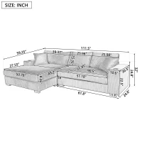 Large Corner Sectional Sofa with Extra-Thick Cushions, Comfortable Upholstered Couch for Living Room, 111.5" L x 59" W x 32" H, Green(m-3)