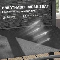 Outsunny Outdoor Bistro Set, 3 Piece Wicker Patio Furniture with Mesh Seat, Glass Table, Cushions for Porch, Balcony, Grey(m-6)