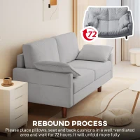 HOMCOM 3 Seater Sofa, Velvet Upholstered Couch with Spring Cushions, Rubber Wood Legs and 2 Pillows, Grey(m-6)