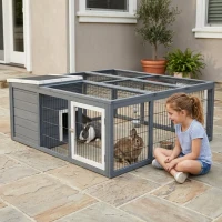 PawHut Rabbit Hutch, Waterproof Rabbit House for Small Animals, Gray(m-2)