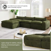 Modular Sectional Sofa with High-Density Foam and Pocket Springs, Oversized Compressed Sofa for Living Room, 116" L x 72" W x 28" H, Green(m-4)