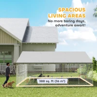 PawHut Heavy Duty Outdoor Dog Kennel with Waterproof Roof, Secure Latch, Chain Link Dog Run for Backyard, 19.7' x 19.7' x 8.9'(m-5)