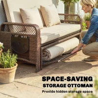 Outsunny 2 Pieces Patio Lounge Chair Set with Cushions, PE Wicker Outdoor Chaise Lounge with Adjustable Backrest, Side Trays(m-6)