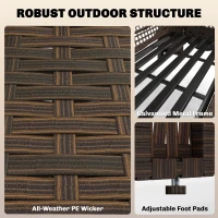 Outsunny 2 Pieces Patio Lounge Chair Set with Cushions, PE Wicker Outdoor Chaise Lounge with Adjustable Backrest, Side Trays(m-9)