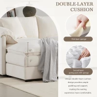 Modular Sectional Sofa with Deep Wide Seats and Cushions, L-Shaped Cloud Couch with Movable Ottoman, 103" L x 59.5" W x 33" H, White(m-7)