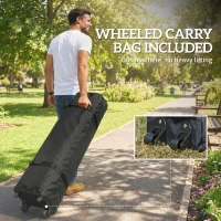 Outsunny 9.6 x 9.6 ft Pop Up Canopy Tent with Pockets, UPF 50+ 1-Button Push Outdoor Instant Canopy with Sandbags, Wheeled Bag(m-10)