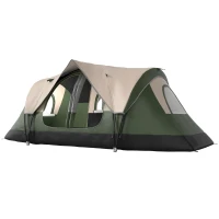 Outsunny Camping Tent for 6-8 Man with 2000mm Waterproof Rainfly and Carry Bag for Fishing Hiking Festival, Dark Green(m-2)
