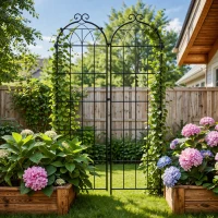 2 Pack Rustproof Garden Trellis with Powder-Coated Finish Galvanized Tube, Easy Assembled Metal Climbing Plant Support, 40" L x 87" H, Black(m-5)