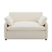 Modern Single Chenille Sofa with Extra-Wide 42.5-Inch Seat, Comfortable Armchair for Bedroom and Living Room, 50" L x 43" W x 34" H, White(m-2)