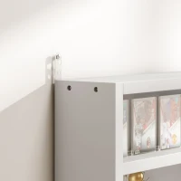 HOMCOM 5-Tier Display Cabinet, Shot Glass Display Case, Glass Curio Cabinet with 2 Glass Doors and 4 Adjustable Shelves, White(m-10)