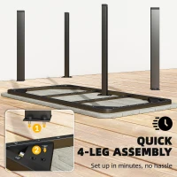 Outsunny Outdoor Garden Coffee Table, Patio Table with Slatted Wood Plastic Composite Top and Steel Frame, Grey(m-7)