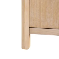 Farmhouse Storage Cabinet with Wood Veneer and Solid Pine Legs, Rustic Accent Sideboard for Entryways, 59" L x 18" W x 36" H, Natural(m-12)