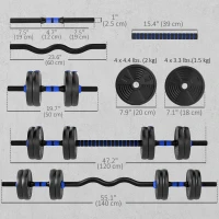 Soozier Adjustable Dumbbell Set, 3 in 1 Weights Dumbbells Set for Home Gym, 33lb Free Weights with Connector and Non-Slip Grip(m-3)