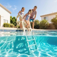 Outsunny Swimming Pool Ladder, 63.4"-69.3" Adjustable 5-Step Pool Stairs with Handrails, Non-Slip Steps, Load Capacity 300 lb(m-1)