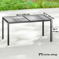 Outsunny Outdoor Dining Table for 4-6, 59" Outdoor Patio Table with Metal Legs, Wood-Effect Top, Grey(m-3)