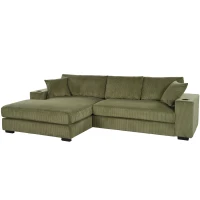Large Corner Sectional Sofa with Extra-Thick Cushions, Comfortable Upholstered Couch for Living Room, 111.5" L x 59" W x 32" H, Green(m-14)