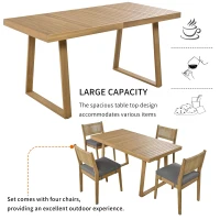 Outdoor Dining Set with HDPE Chair Backs and Foam Cushions, Multi-Person Patio Set for Balcony and Garden, 63'' L x 31.5'' W x 32.5'' H, Gray(m-6)