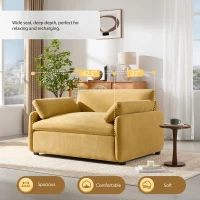 Modern Single Chenille Sofa with Extra-Wide 42.5-Inch Seat, Comfortable Armchair for Bedroom and Living Room, 50" L x 43" W x 34" H, Yellow(m-4)