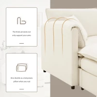 Modular Sectional Sofa with Deep Wide Seats and Cushions, L-Shaped Cloud Couch with Movable Ottoman, 103" L x 59.5" W x 33" H, White(m-8)