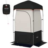 Outsunny Camping Shower Tent, Portable Privacy Shelter with Solar Shower Bag, Removable Floor and Carrying Bag, Black(m-2)